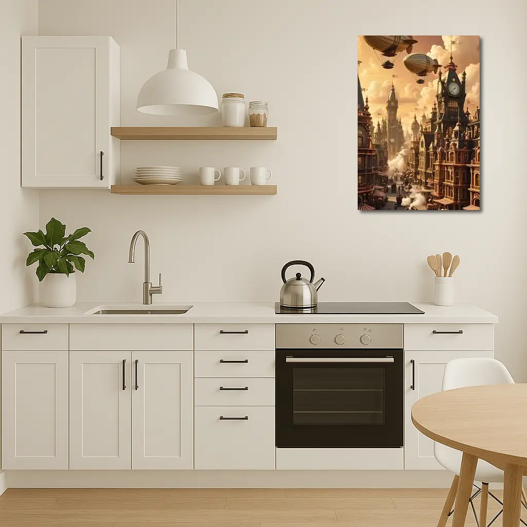 Steampunk City Airships Victorian Architecture Art – Wall Art
