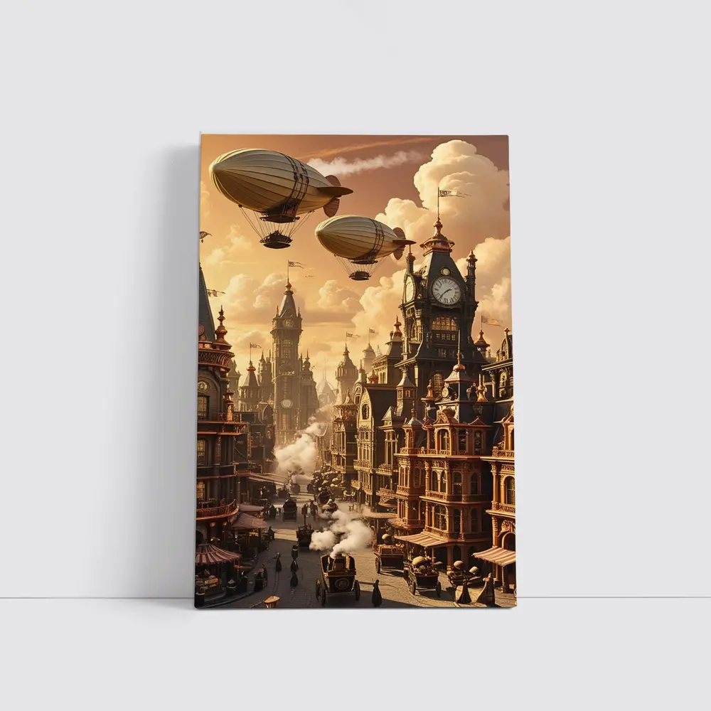 Steampunk City Airships Victorian Architecture Art – Wall Art