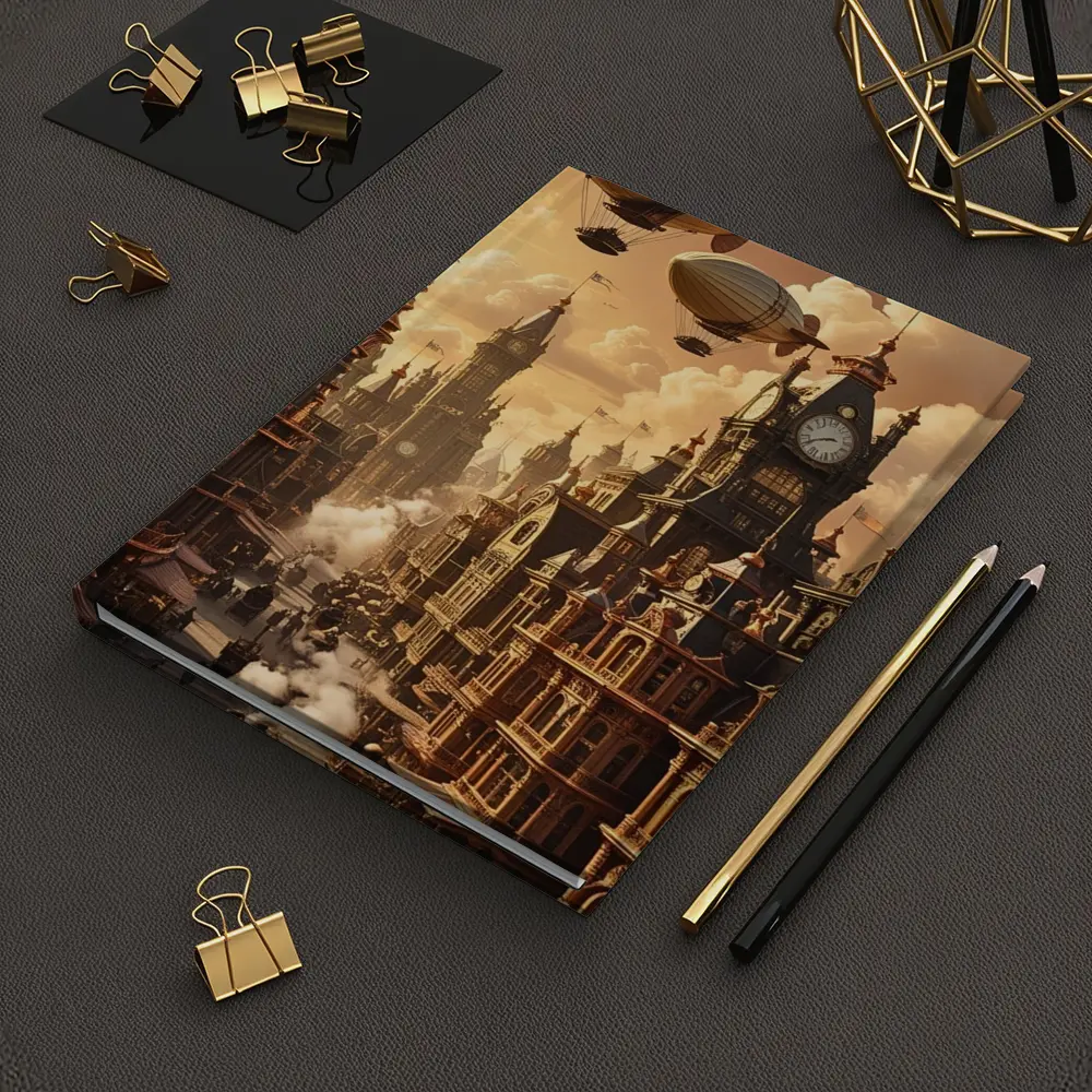 Steampunk City Airships Victorian Architecture Art – Notebooks