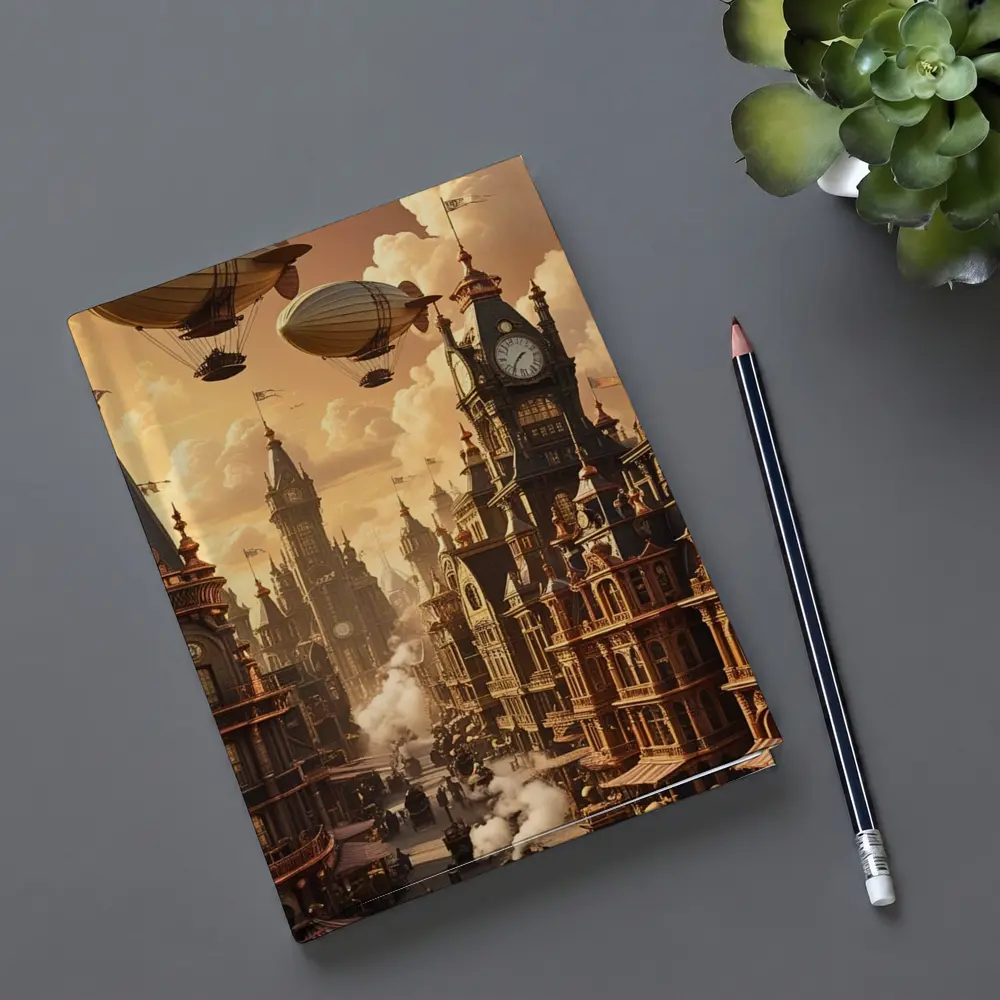 Steampunk City Airships Victorian Architecture Art – Notebooks