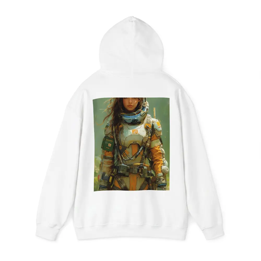 Female Astronaut Space Suit Green Background Art – Hoodies