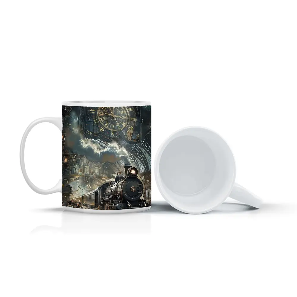 Steampunk Steam Train Giant Clock Station – Mugs