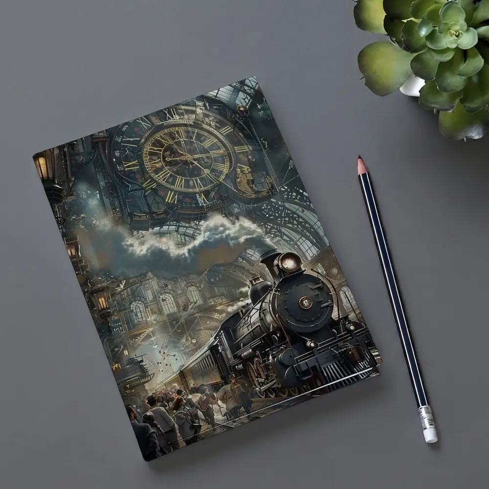 Steampunk Steam Train Giant Clock Station – Notebooks