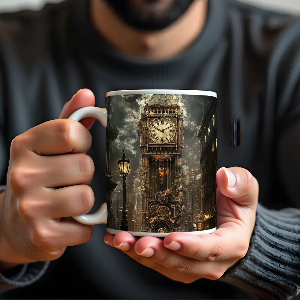 Steampunk Big Ben London Street Scene – Mugs