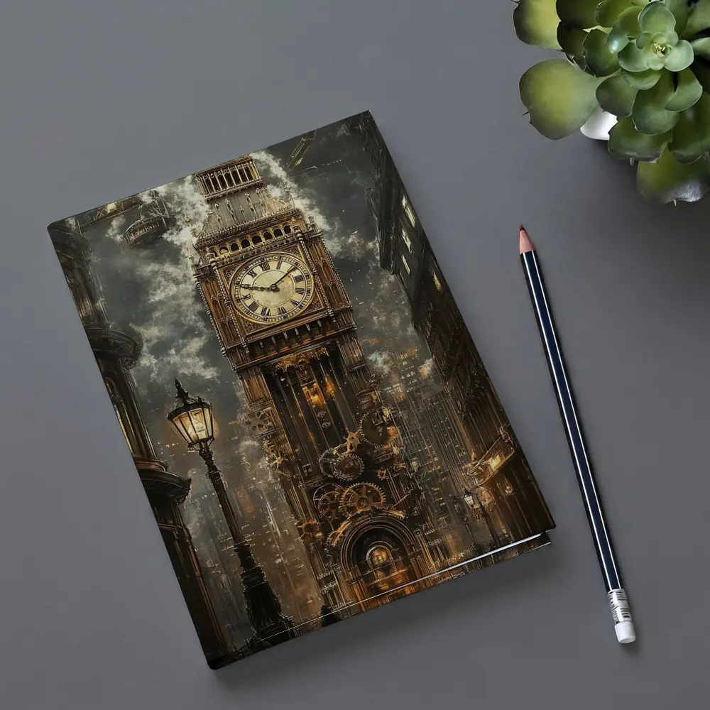 Steampunk Big Ben London Street Scene – Notebooks