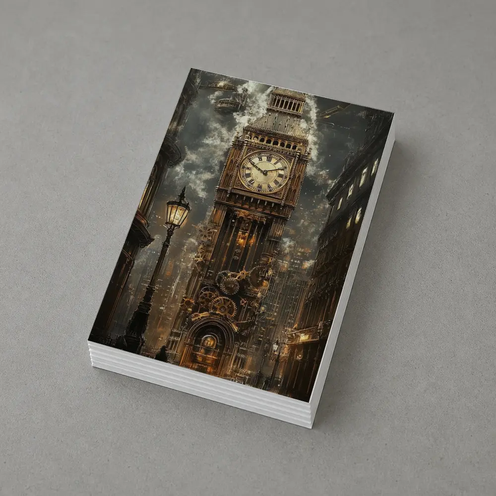 Steampunk Big Ben London Street Scene – Postcards