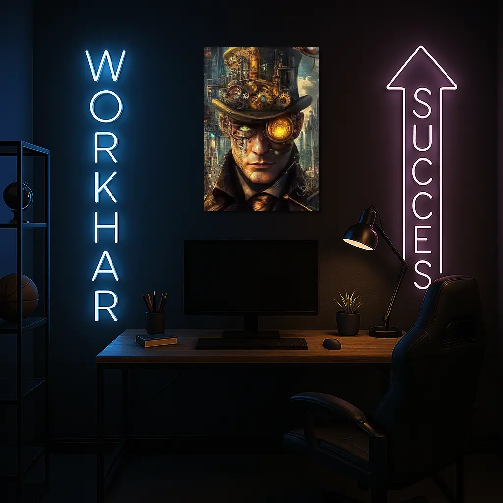 Steampunk Man With Gears Industrial City – Wall Art