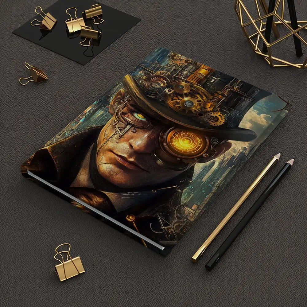 Steampunk Man With Gears Industrial City – Notebooks