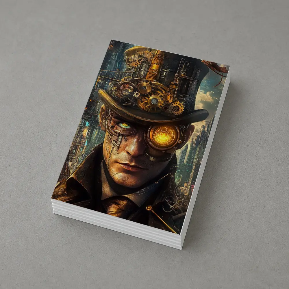 Steampunk Man With Gears Industrial City – Postcards