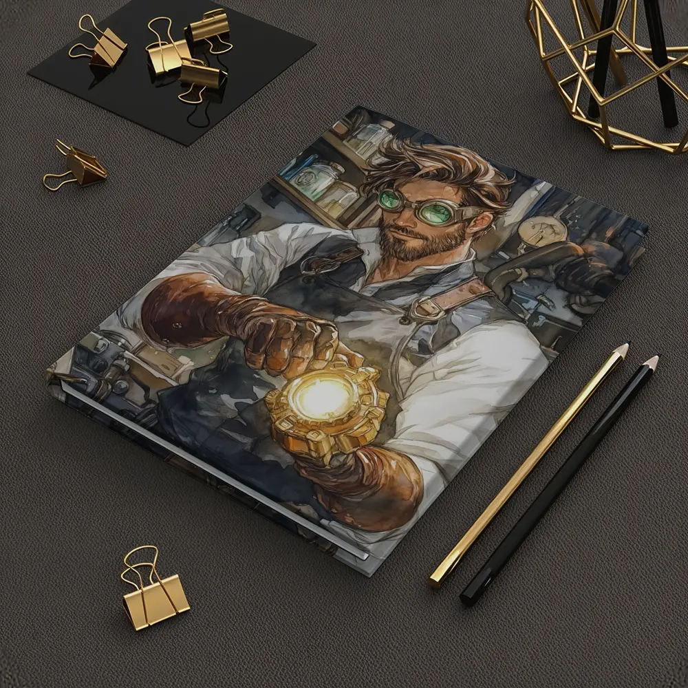 Steampunk Mechanic Watercolor Art Workshop Scene – Notebooks