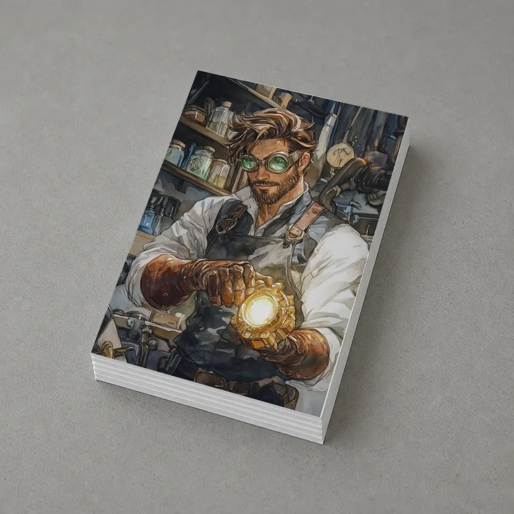 Steampunk Mechanic Watercolor Art Workshop Scene – Postcards