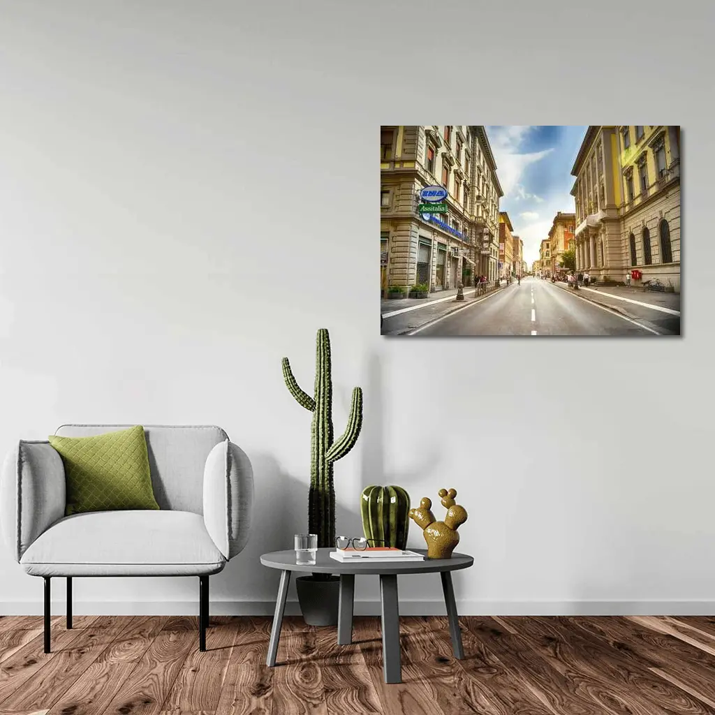 Italian City Street Sunny Day Urban – Wall Art