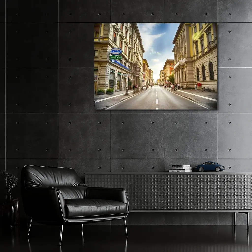 Italian City Street Sunny Day Urban – Wall Art