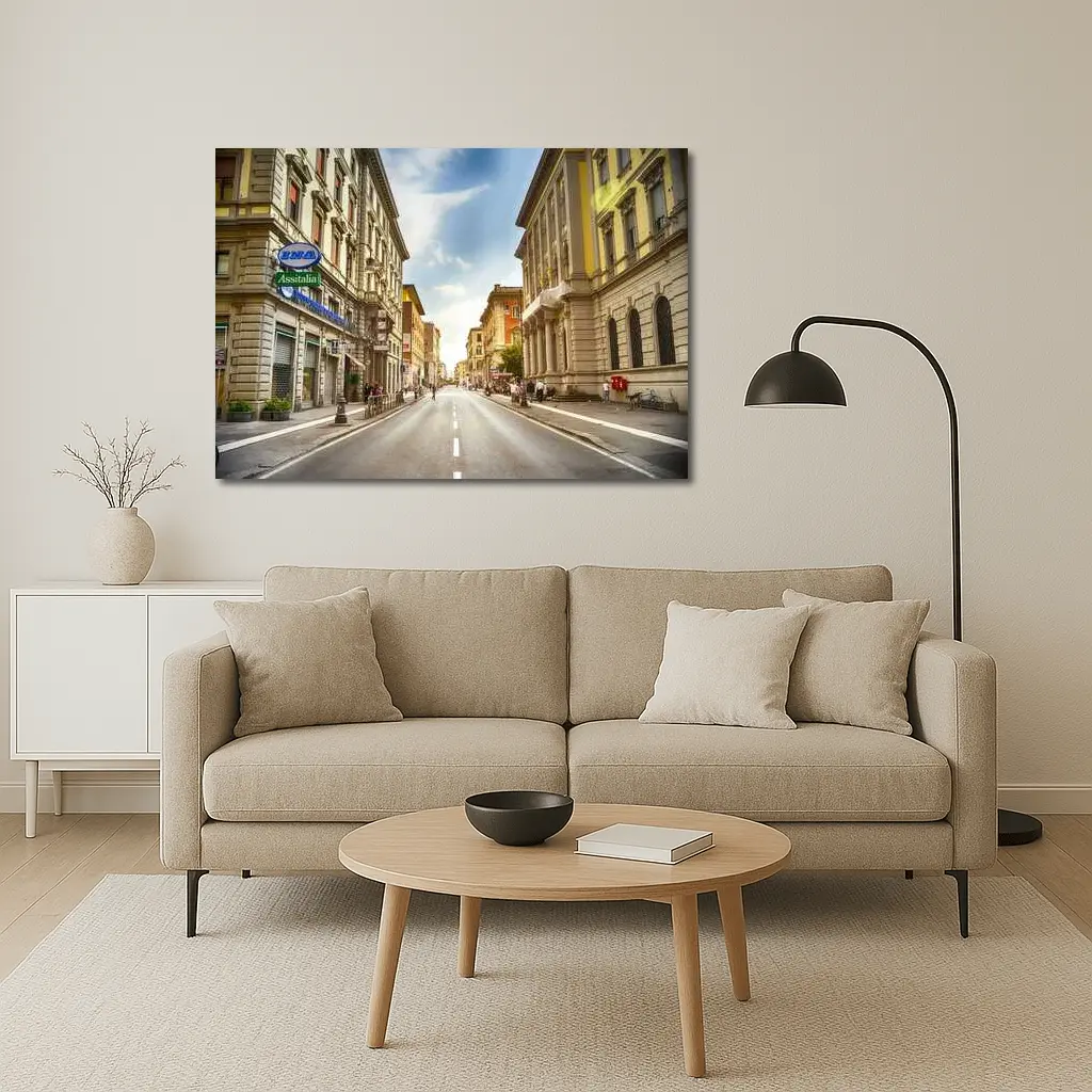 Italian City Street Sunny Day Urban – Wall Art
