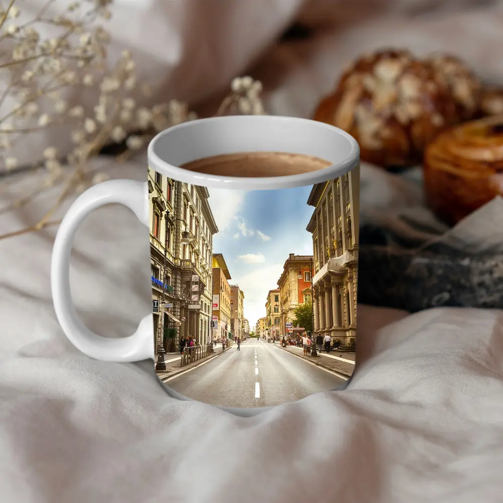 Italian City Street Sunny Day Urban – Mugs
