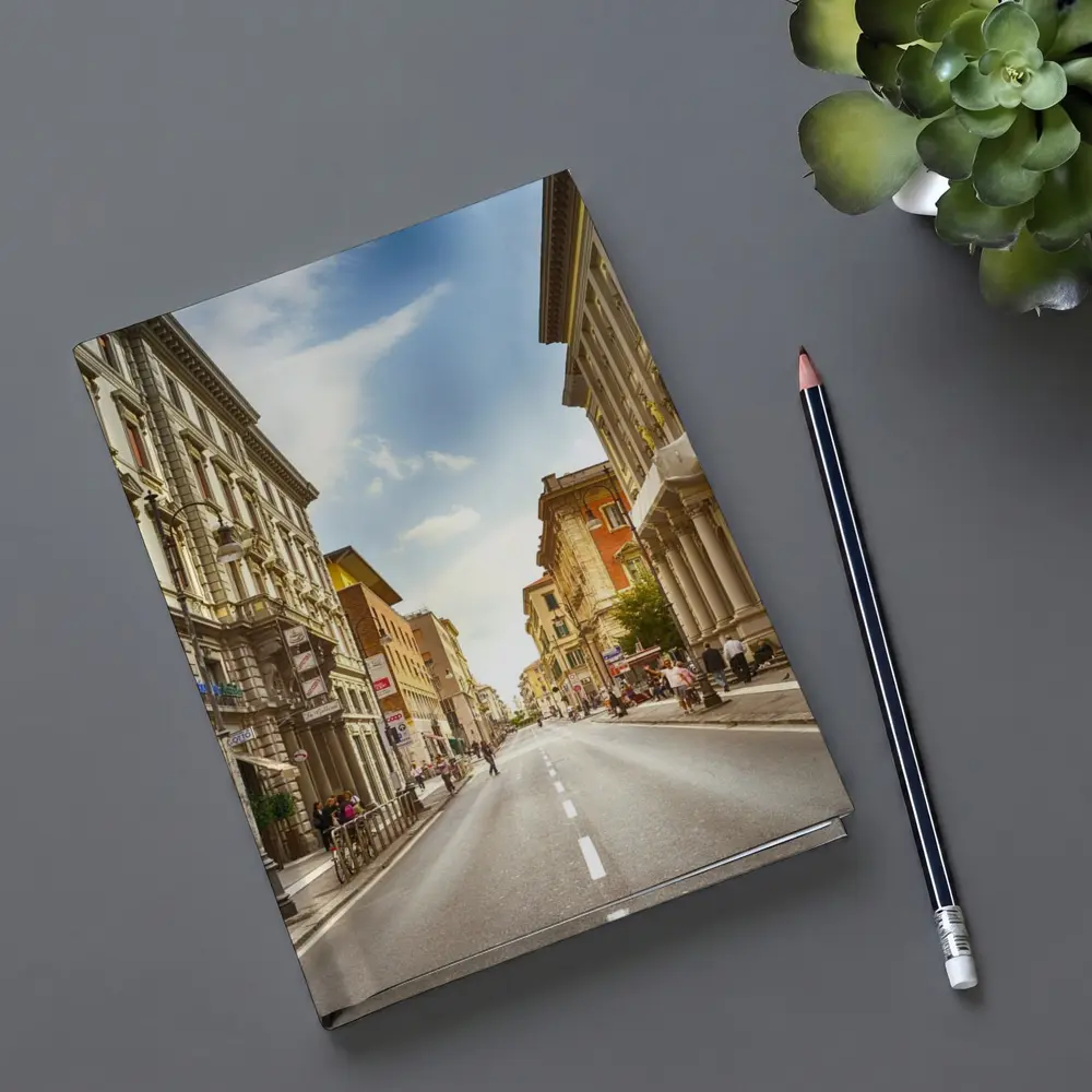 Italian City Street Sunny Day Urban – Notebooks