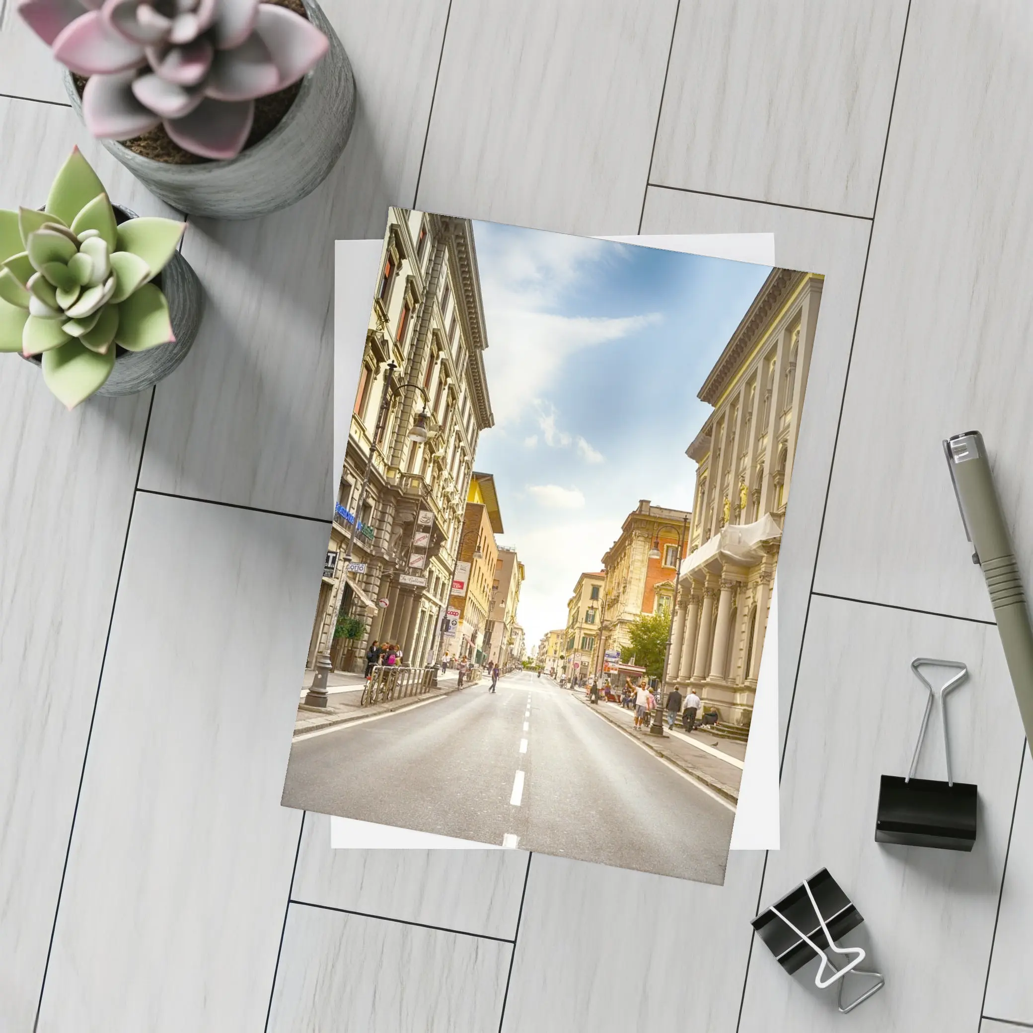 Italian City Street Sunny Day Urban – Postcards