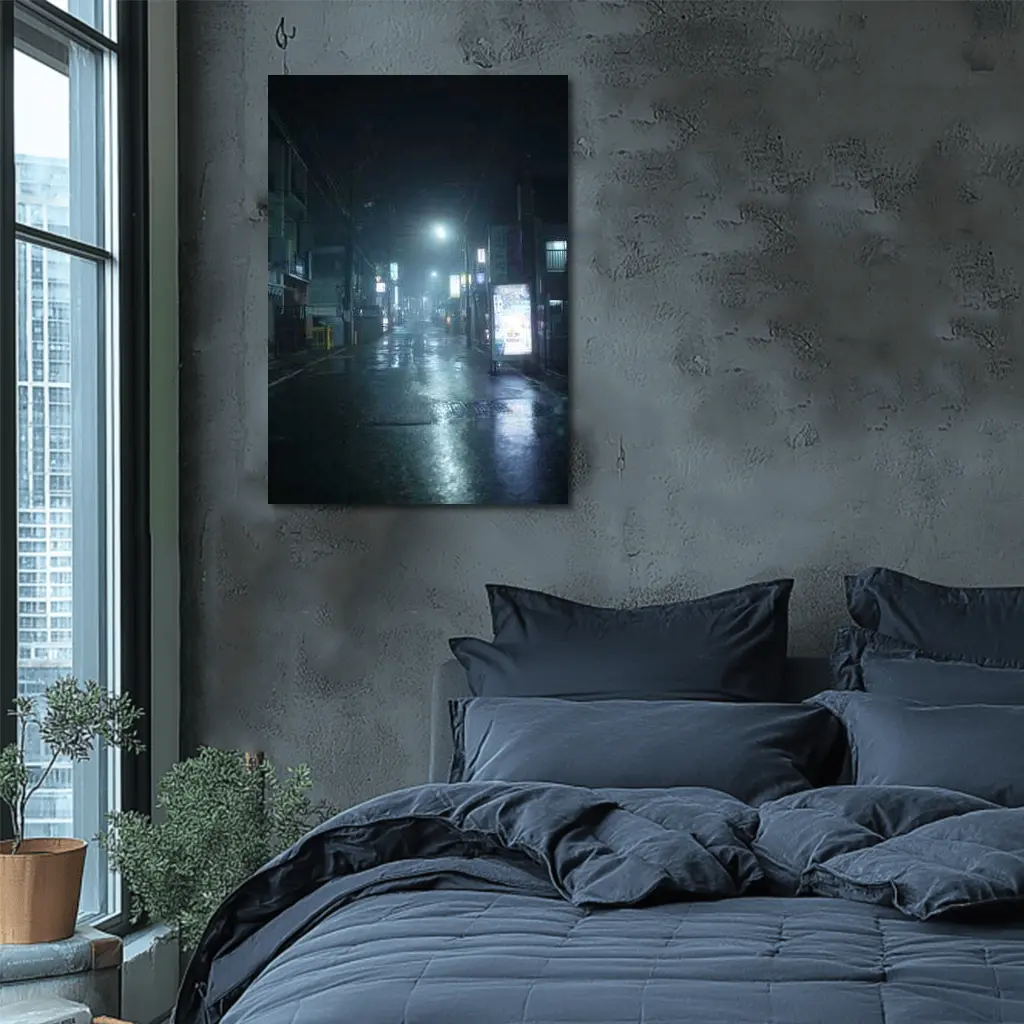 Rainy Japanese City Street At Night – Wall Art