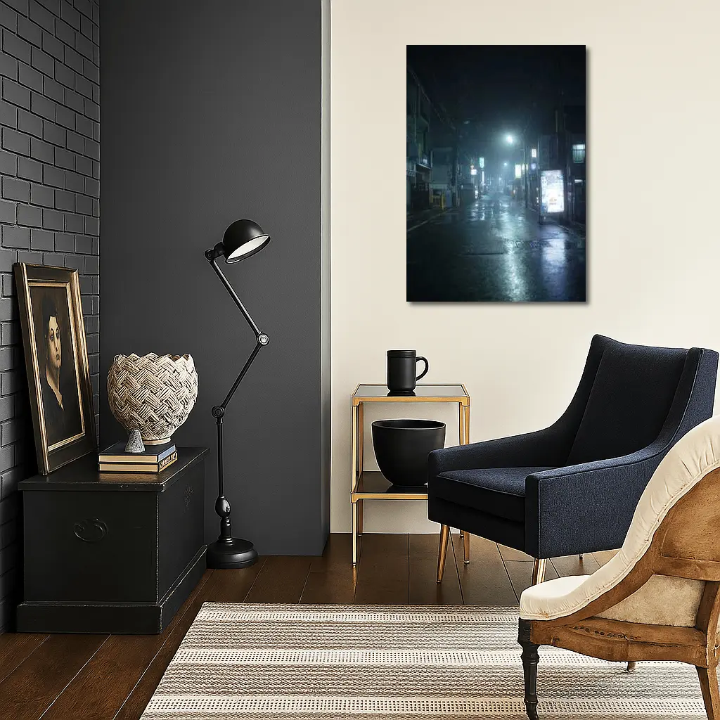 Rainy Japanese City Street At Night – Wall Art