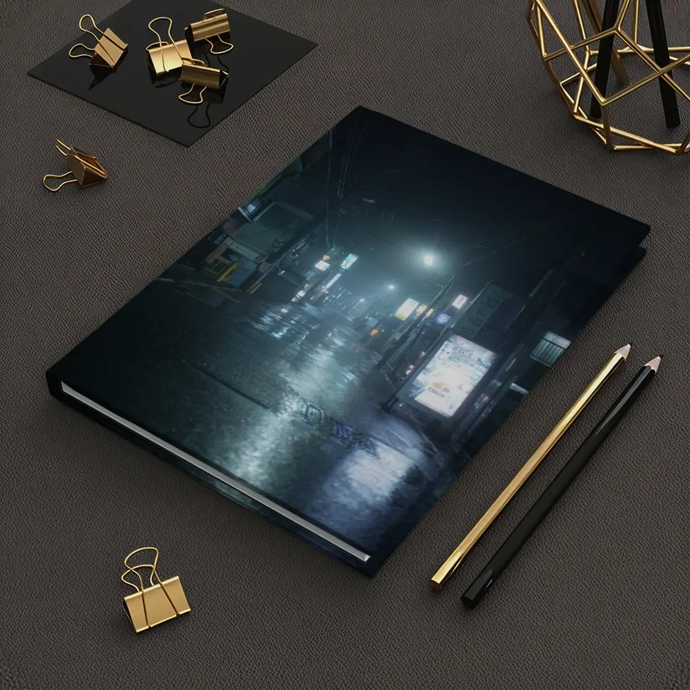 Rainy Japanese City Street At Night – Notebooks