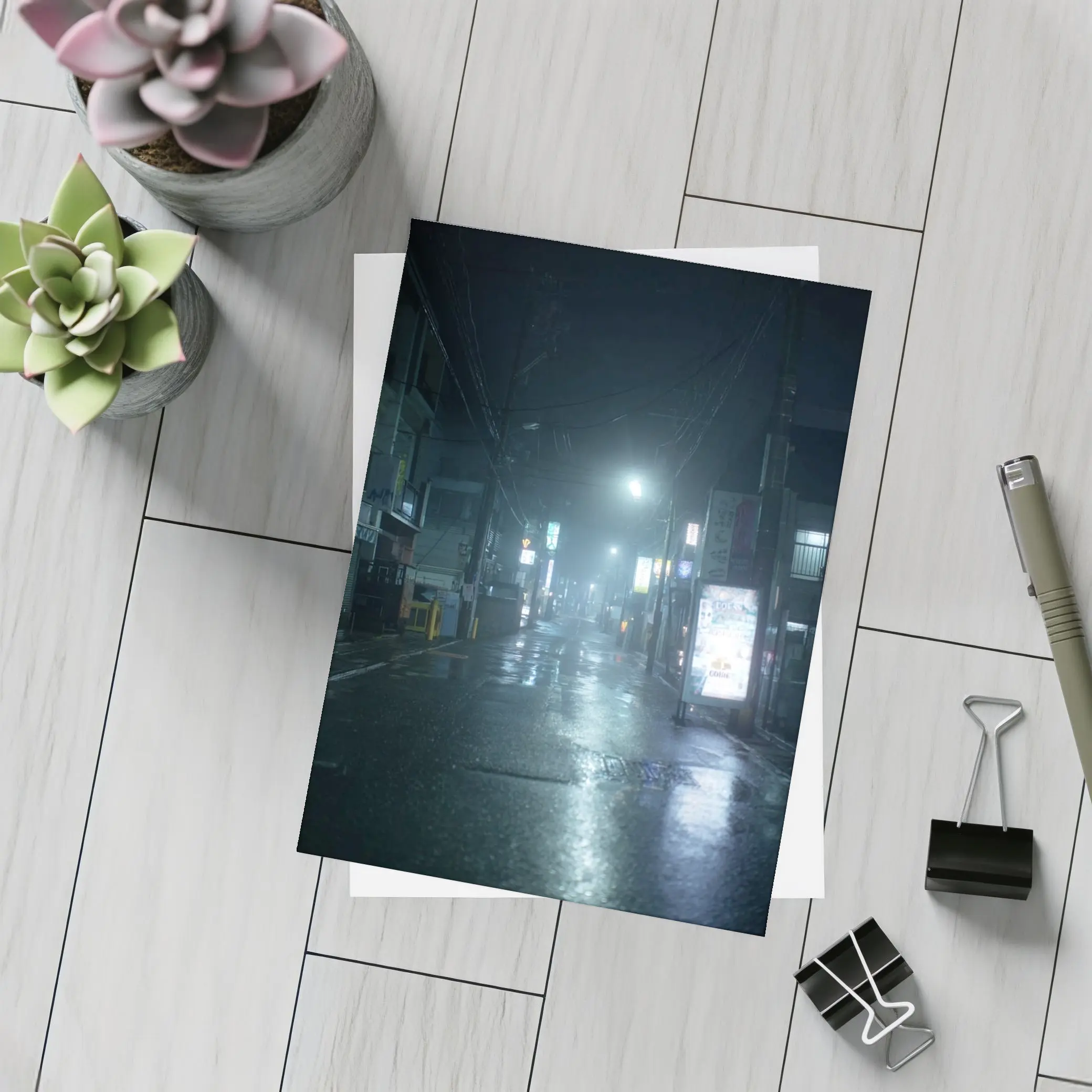 Rainy Japanese City Street At Night – Postcards