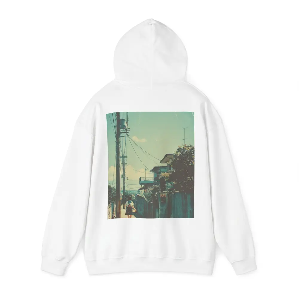 Anime Girl Walking Japanese Suburban Street – Hoodies