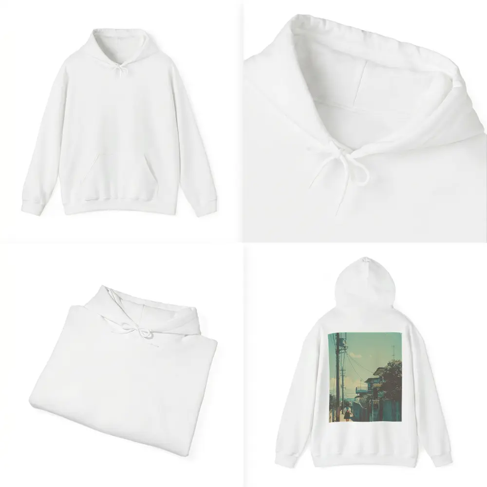 Anime Girl Walking Japanese Suburban Street – Hoodies