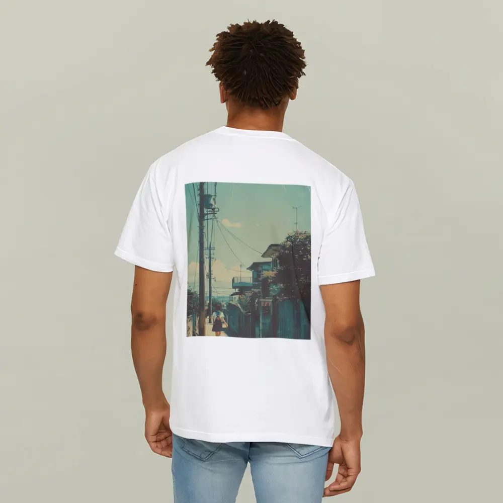 Anime Girl Walking Japanese Suburban Street – T-Shirts