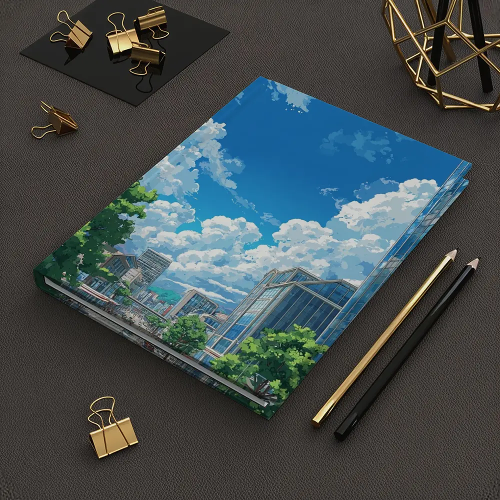 Anime City Street Blue Sky Clouds – Notebooks