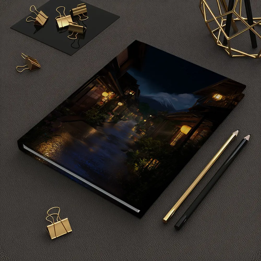 Rainy Japanese Street Night Mount Fuji – Notebooks