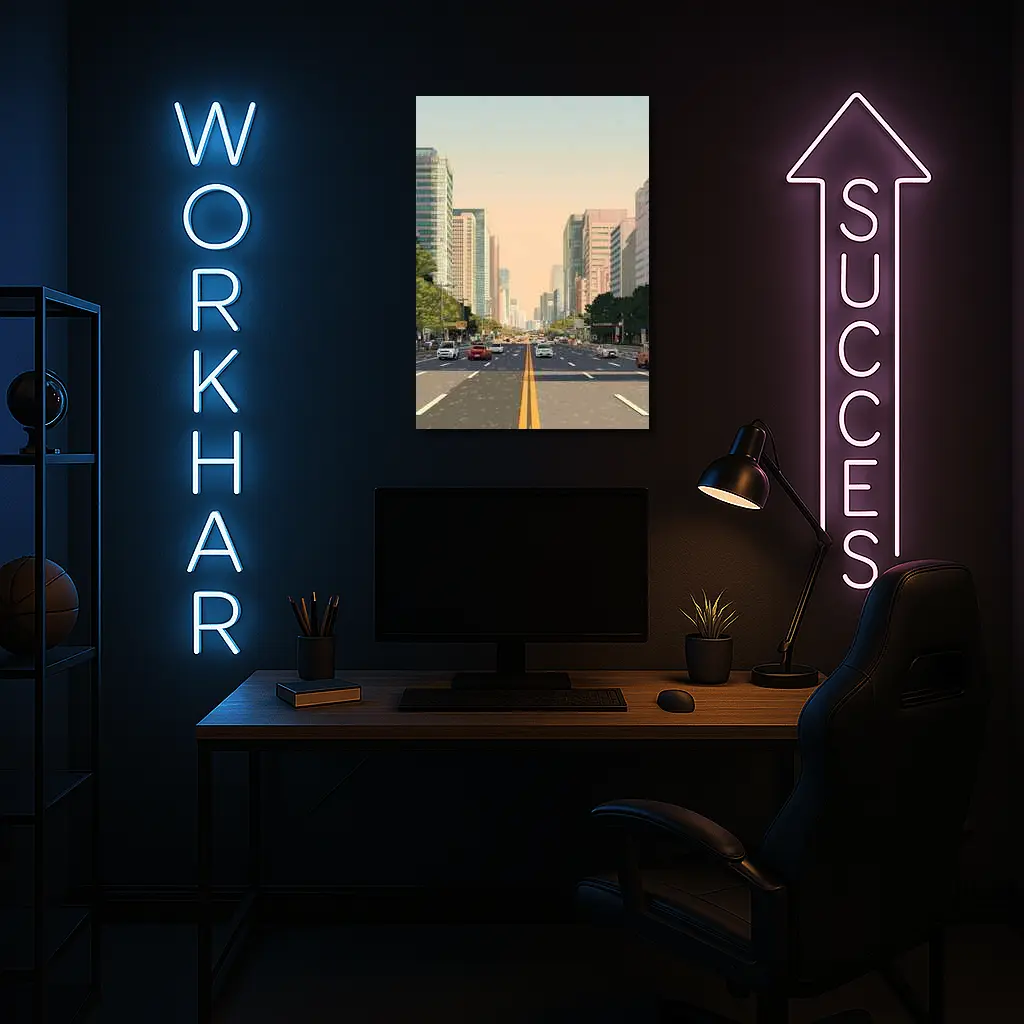 Wide City Boulevard Illustration Minimal Art – Wall Art