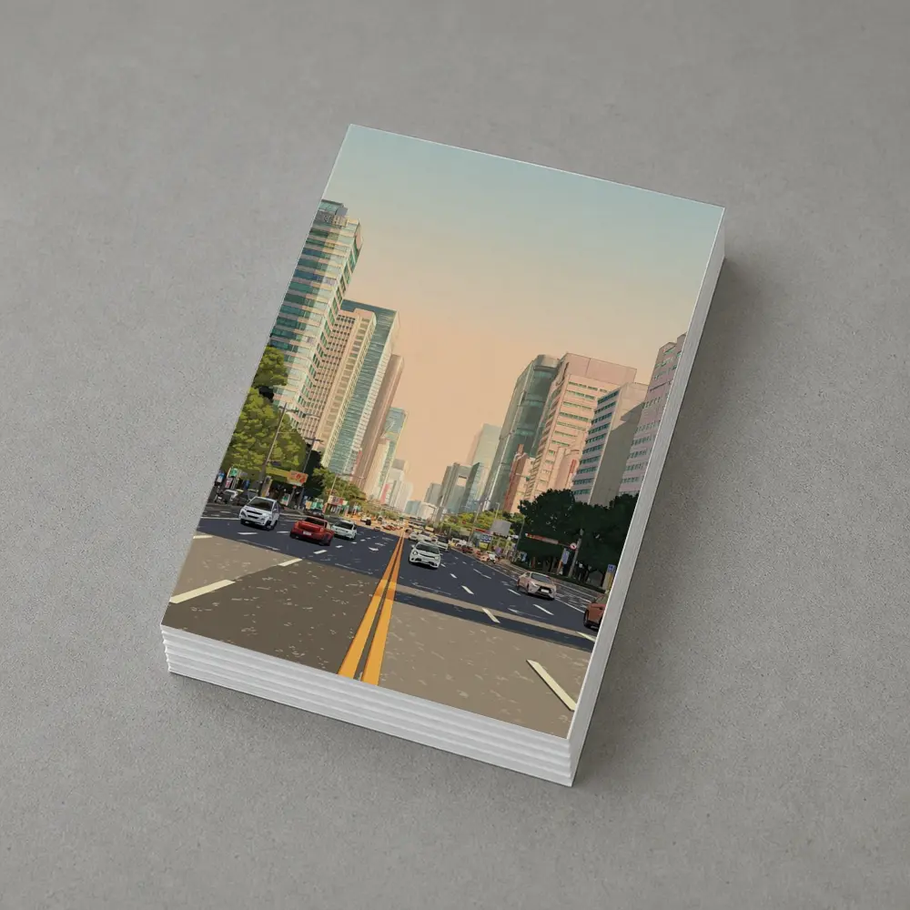 Wide City Boulevard Illustration Minimal Art – Postcards