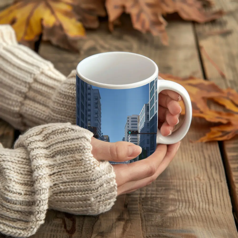 Empty City Street Low Poly Art Style – Mugs