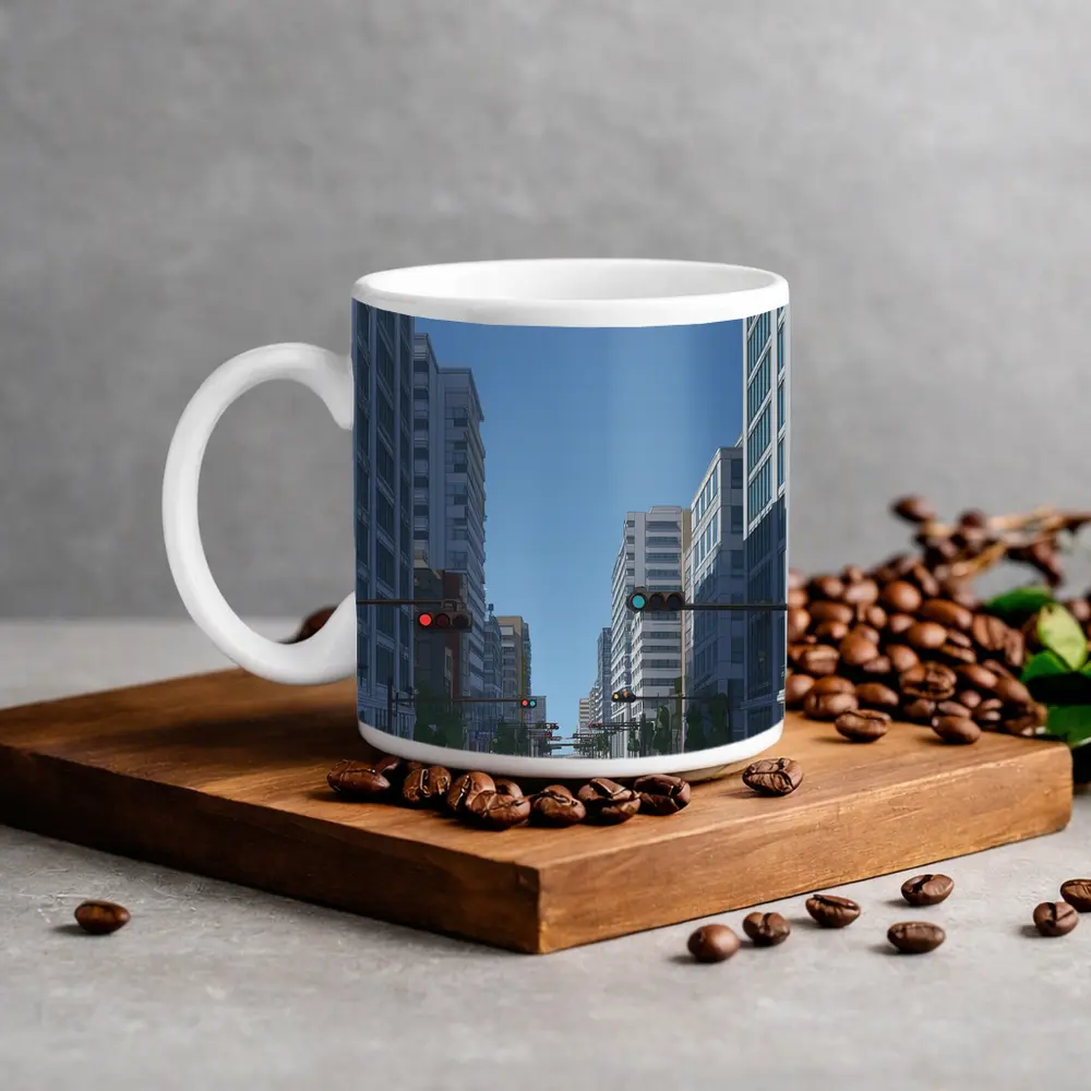Empty City Street Low Poly Art Style – Mugs