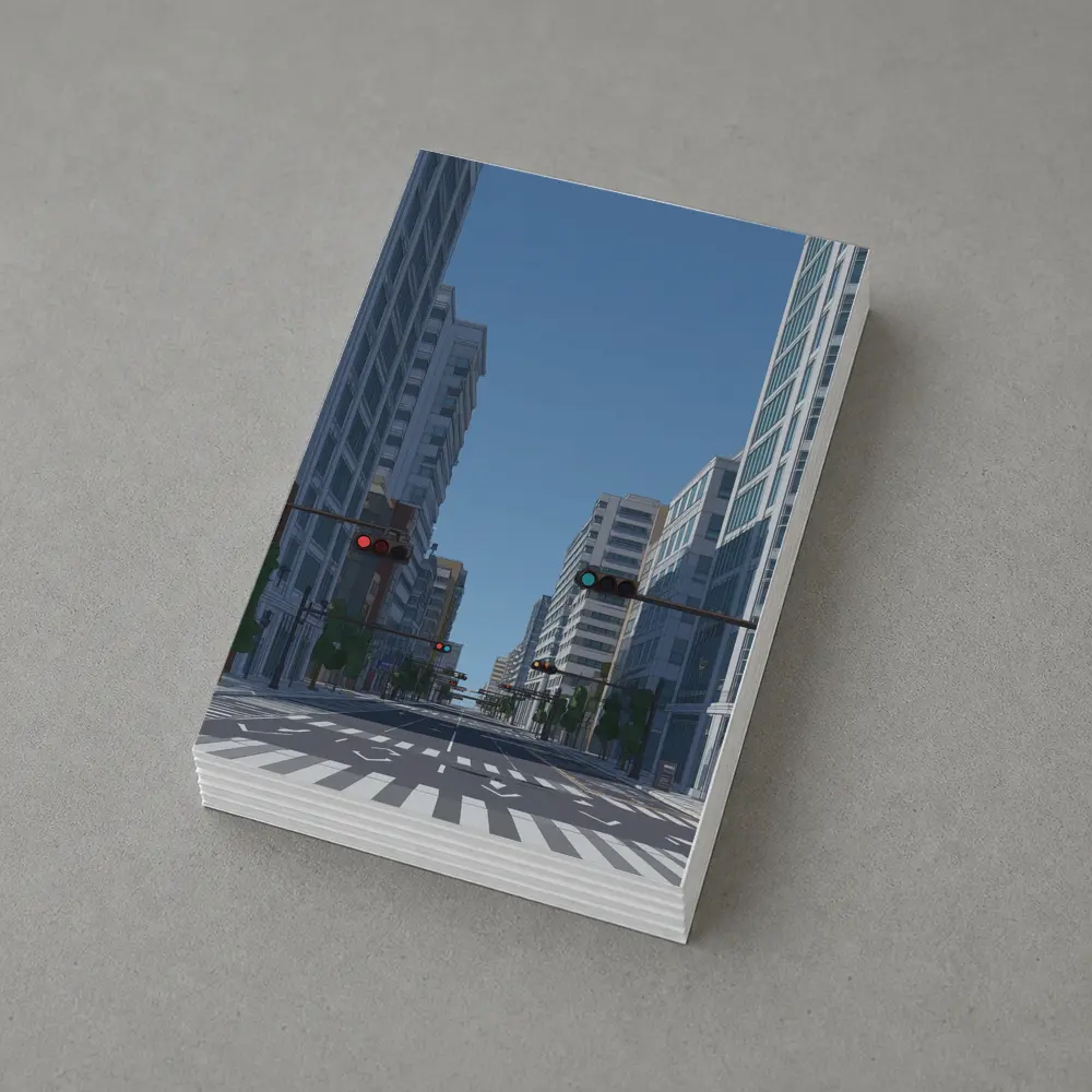 Empty City Street Low Poly Art Style – Postcards