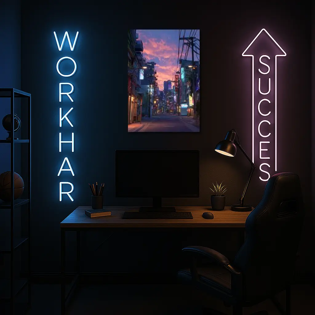 Anime City Street Neon Sunset Glow – Wall Art
