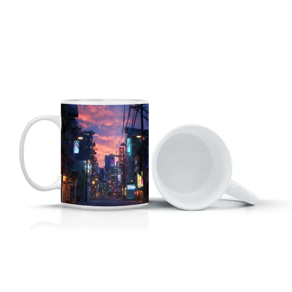 Anime City Street Neon Sunset Glow – Mugs