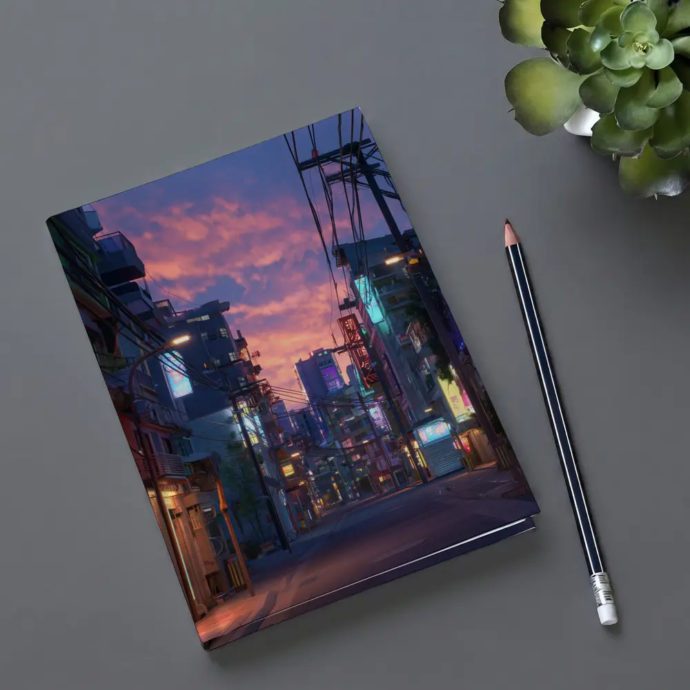 Anime City Street Neon Sunset Glow – Notebooks