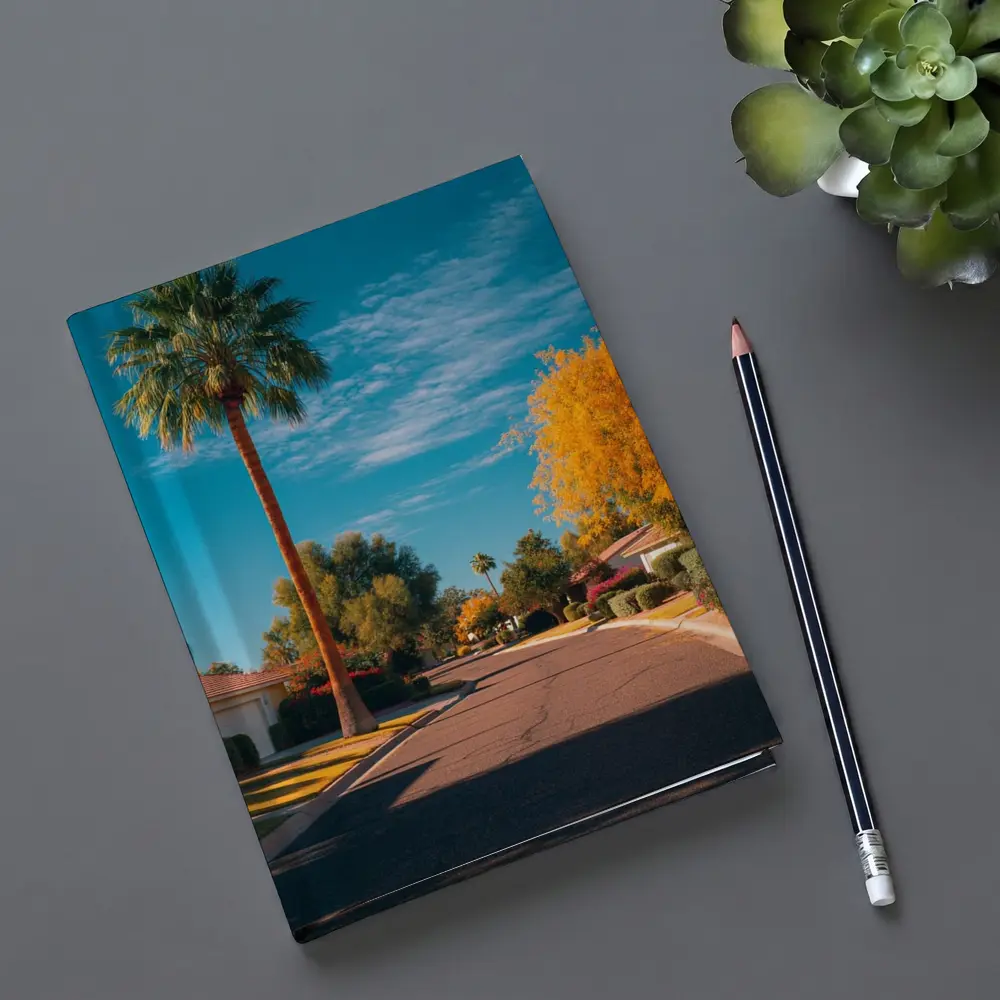 Palm Tree Suburban Street Blue Sky – Notebooks