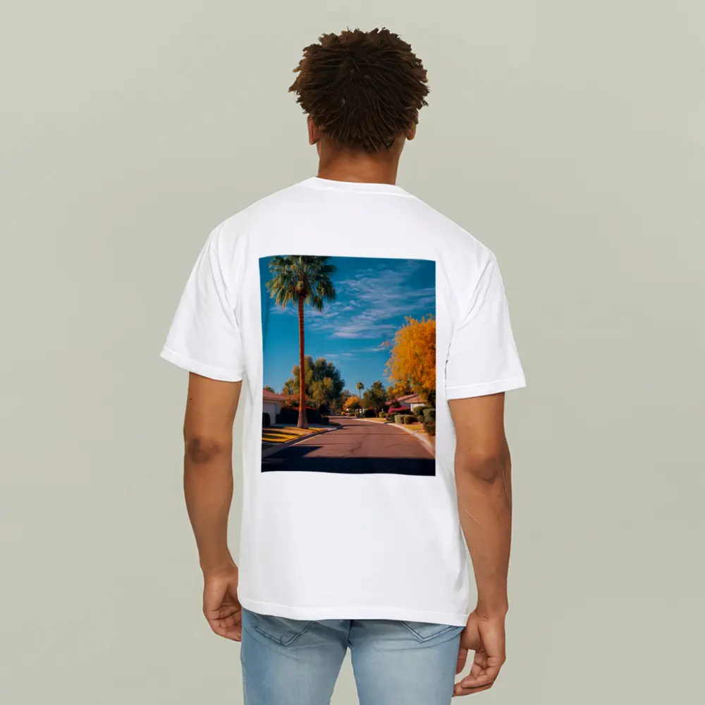 Palm Tree Suburban Street Blue Sky – T-Shirts
