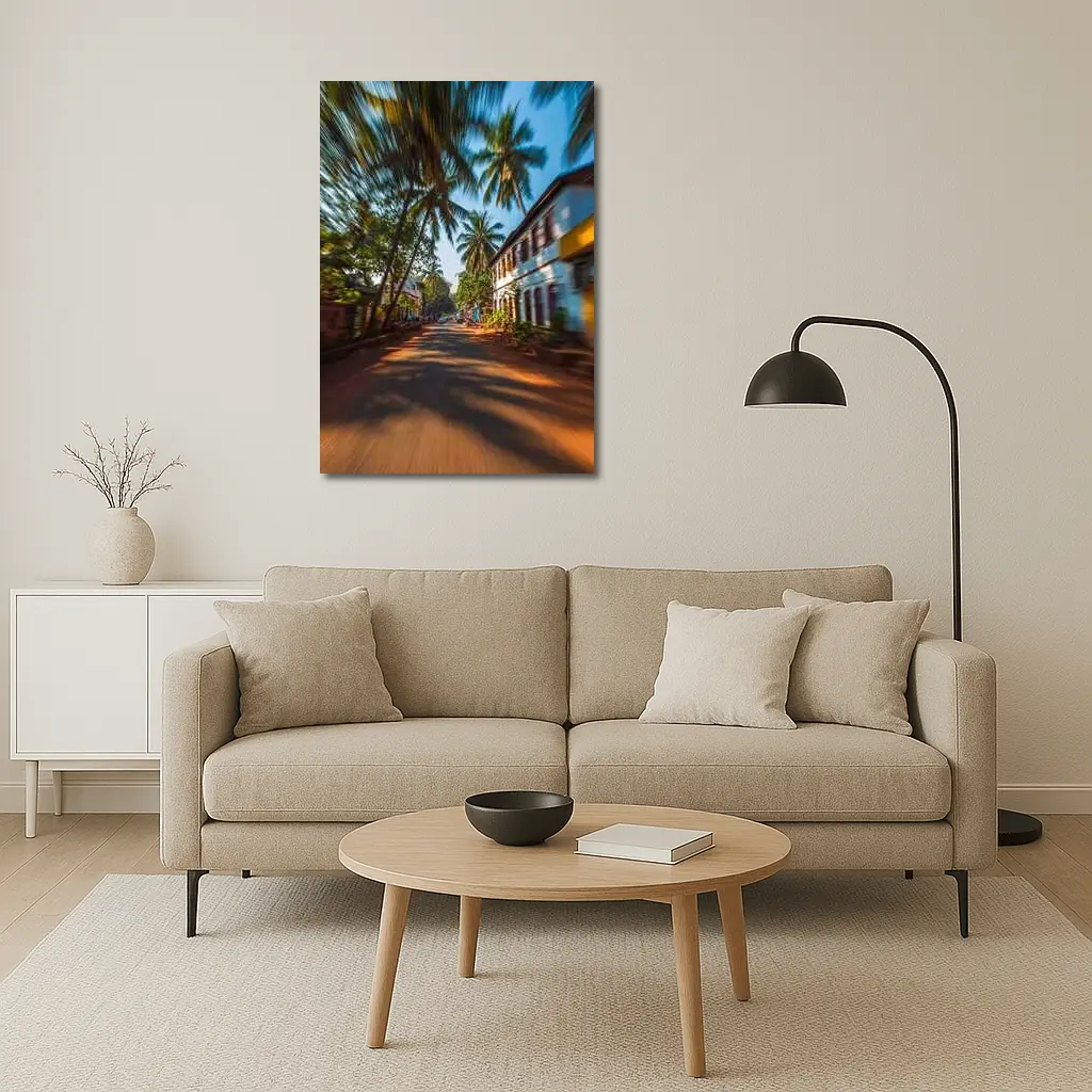 Tropical Street Road Palm Trees India – Wall Art
