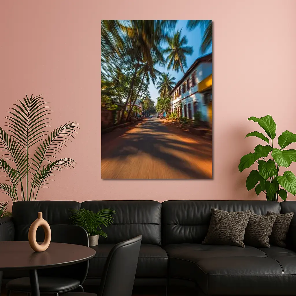 Tropical Street Road Palm Trees India – Wall Art