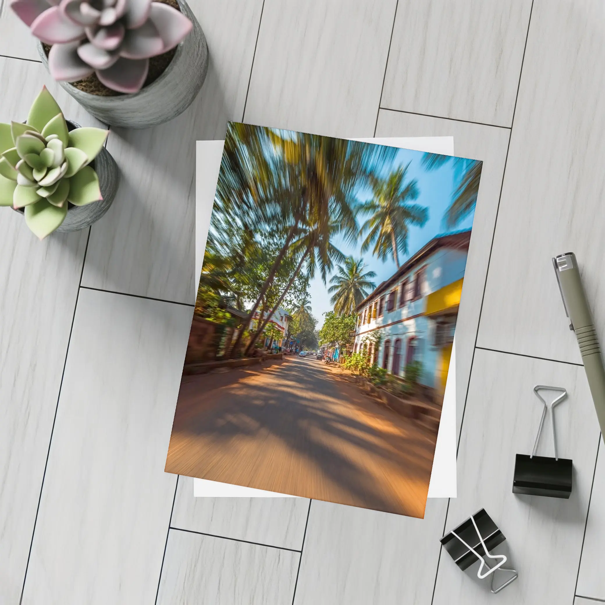 Tropical Street Road Palm Trees India – Postcards