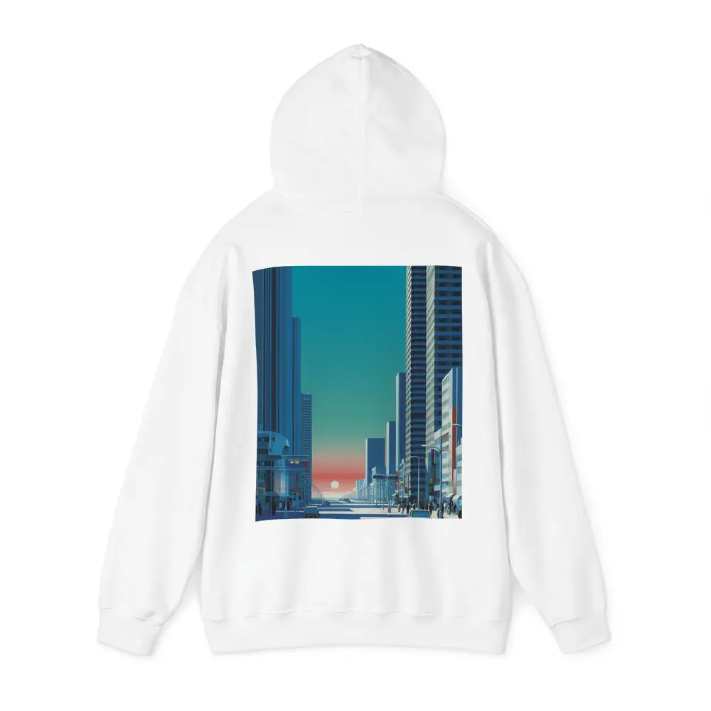 Retro City Street Sunset Blue Skyscraper – Hoodies