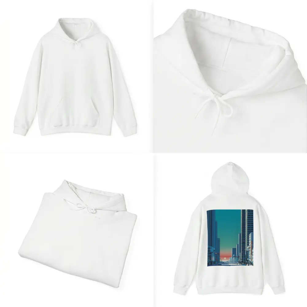 Retro City Street Sunset Blue Skyscraper – Hoodies