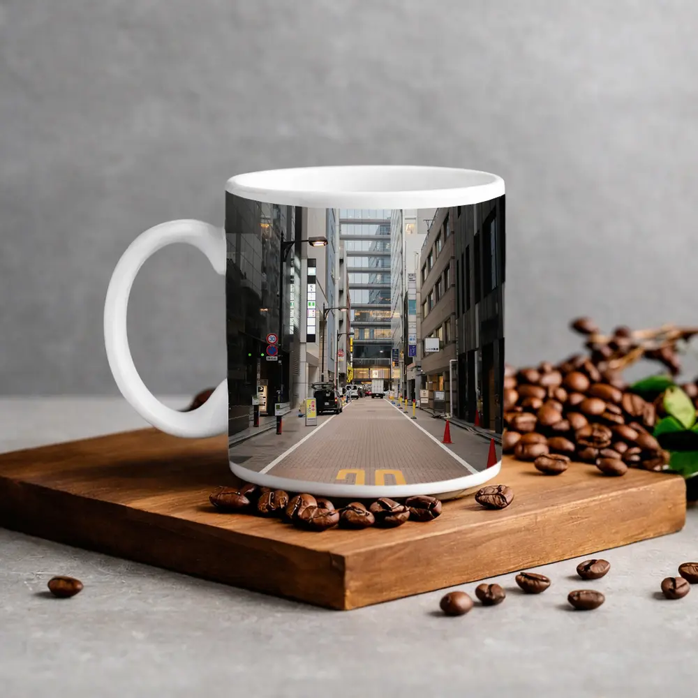 Tokyo Japan Empty Street Urban Buildings – Mugs