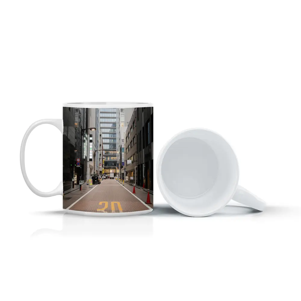 Tokyo Japan Empty Street Urban Buildings – Mugs