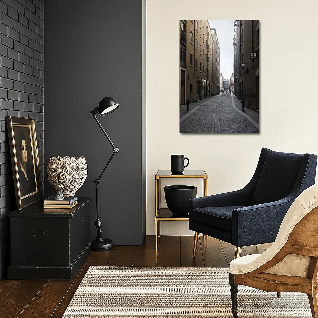 London Cobblestone Alley Brick Buildings Street – Wall Art