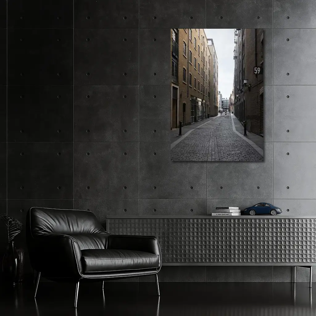 London Cobblestone Alley Brick Buildings Street – Wall Art