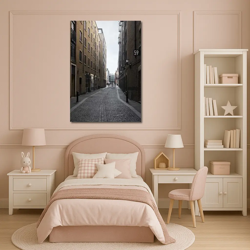London Cobblestone Alley Brick Buildings Street – Wall Art